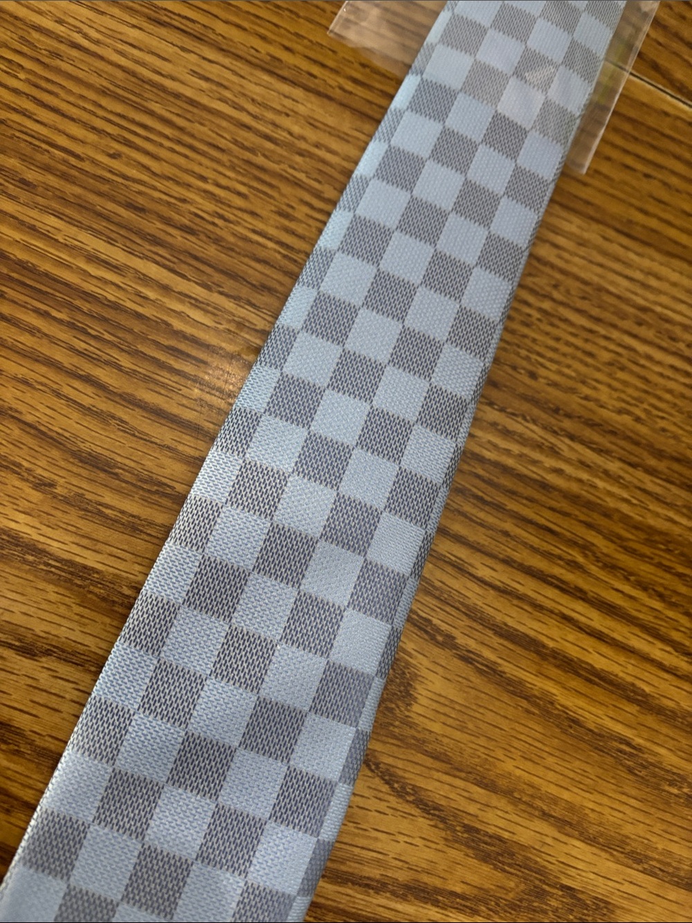 Louis Vuitton baby blue Checkerboard Silk Tie, new no box sorry - Picture 3 of 6